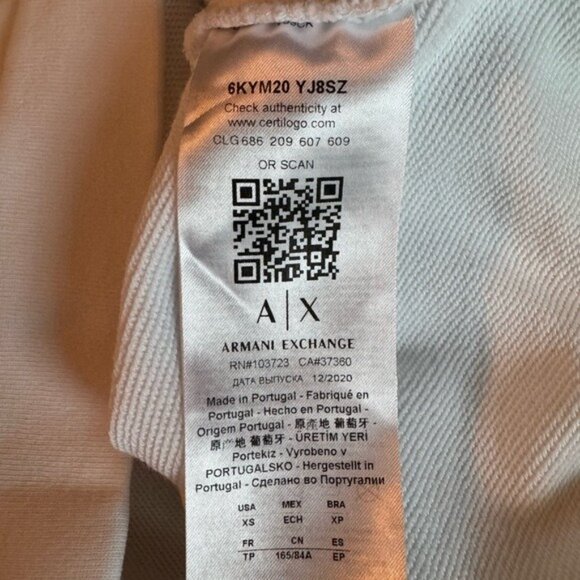Armani Exchange Screw-Print Sweatshirt Size XS Graphic White Grey Preppy Grunge - Picture 9 of 10